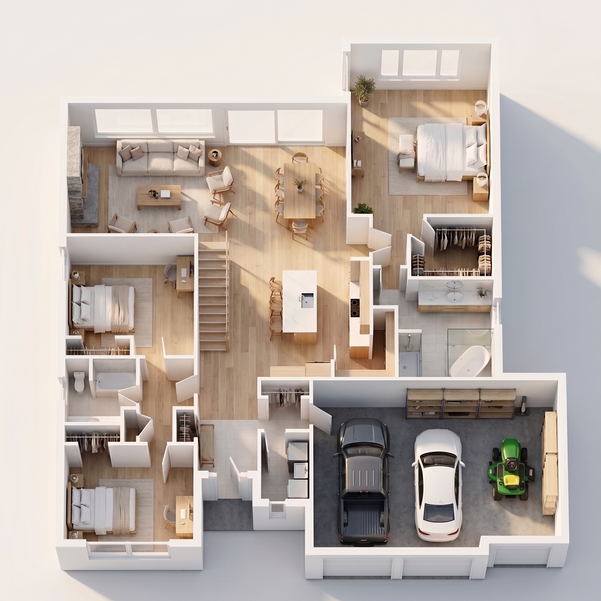 Lot 11 Front Elevation Concept A 3D Spatial Study (3 Bays & 3 Doors)